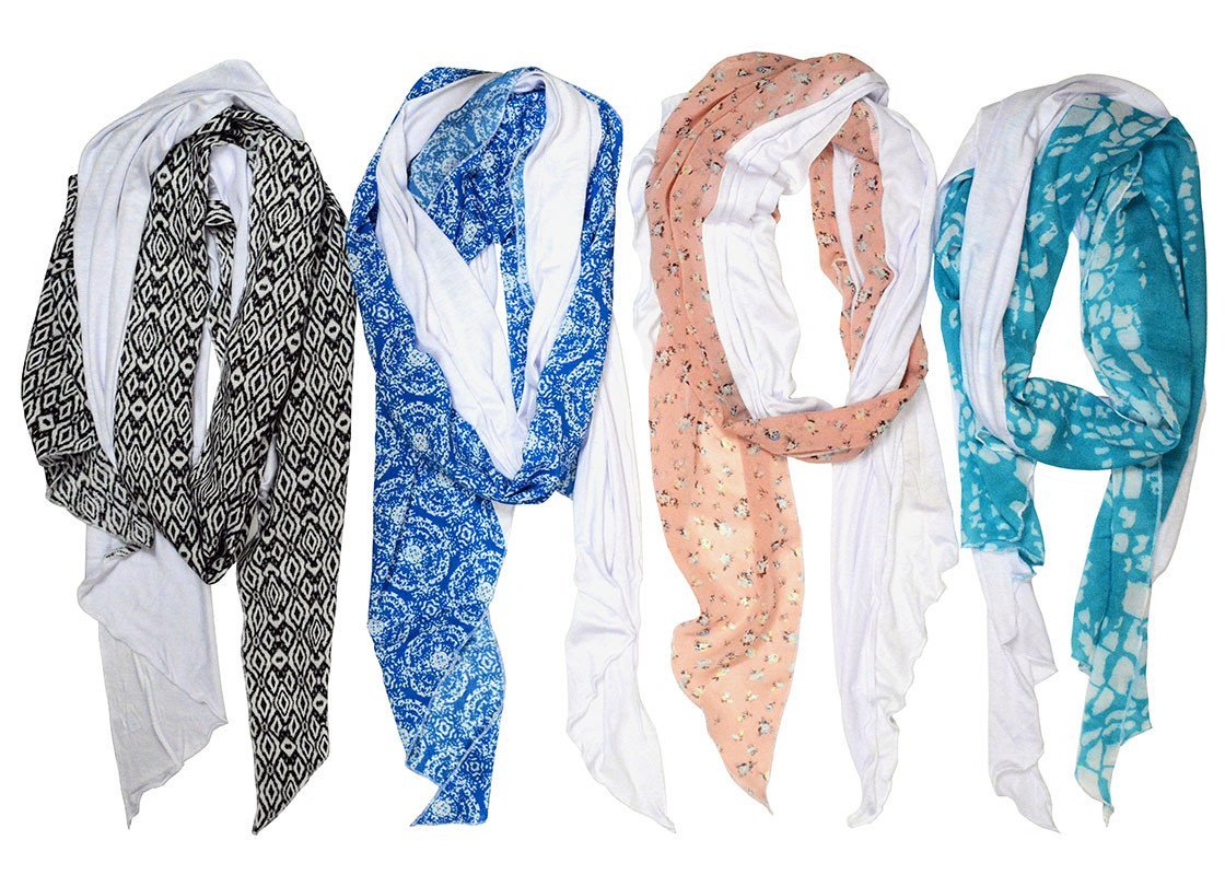 Photo of 4 different two tone handkerchief scarves | Handmade in Seattle WA | Pandemonium Millinery