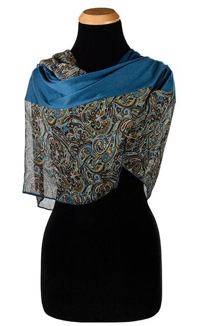 Handkerchief Scarf - Peacock Paisley with Blue Moon Jersey Knit (Two Left!)