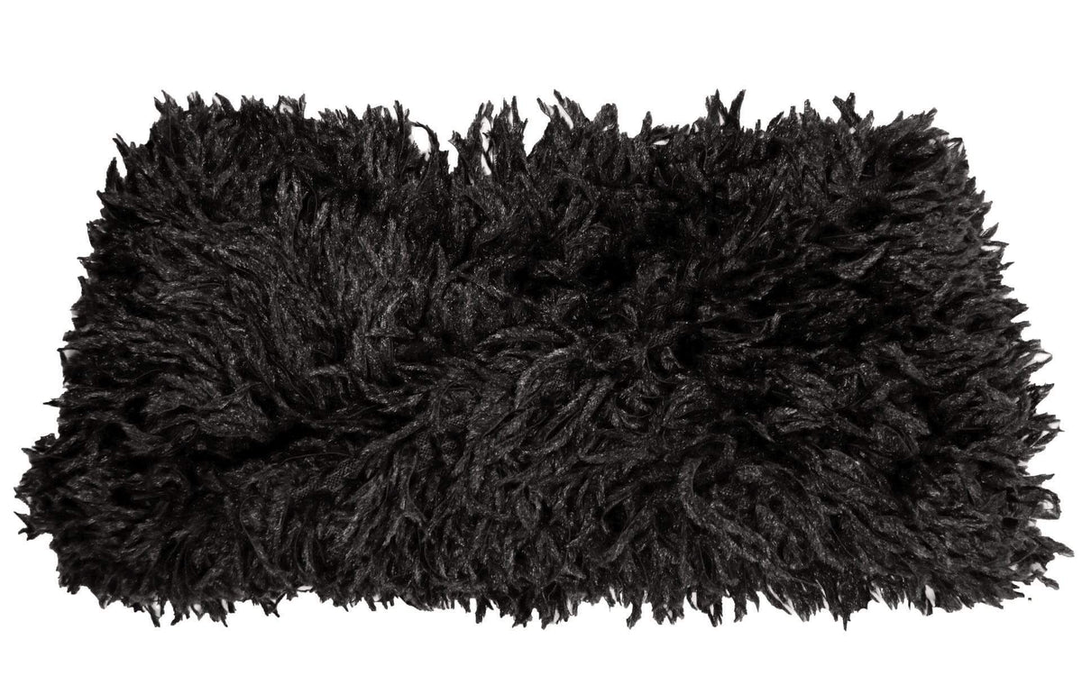 Product shot of Headband, Ear and Neck Warmer | Black Swan Faux Fur | Handmade by Pandemonium Millinery Seattle, WA USA