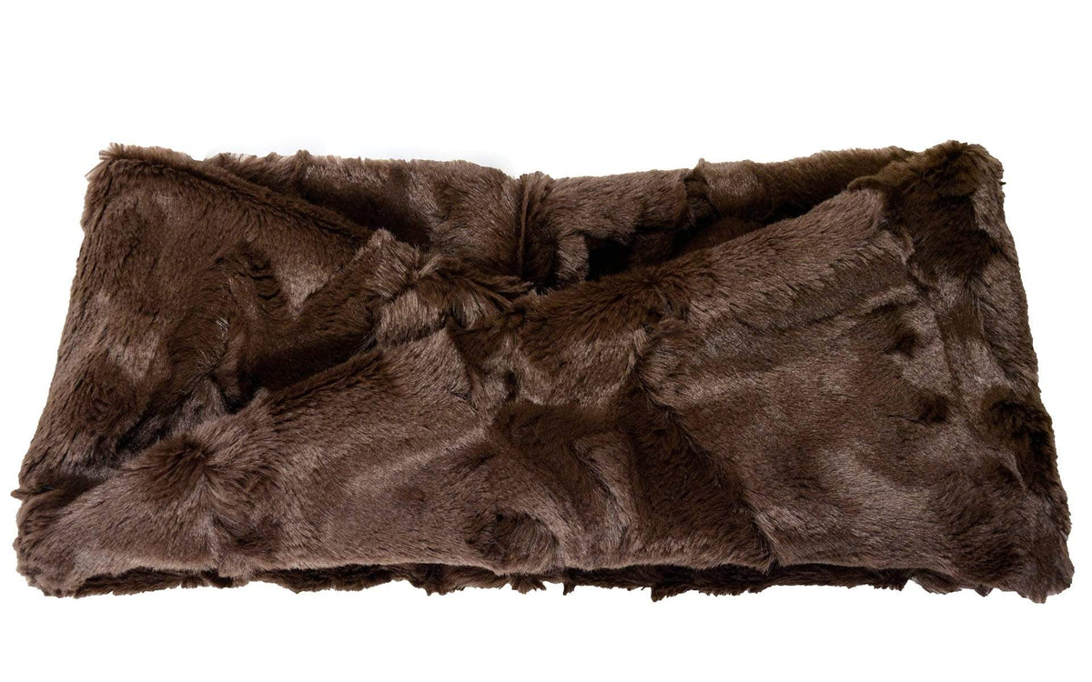 Women's Headband in Cuddly Faux Fur in Chocolate - Handmade in Seattle WA USA