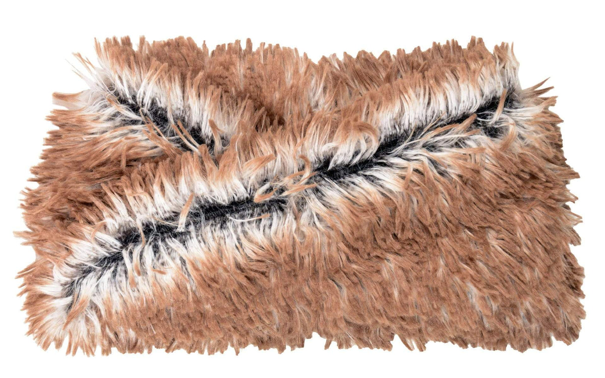 Product shot of Headband, Ear and Neck Warmer | Red Fox, Rust and Black Faux Fur | Handmade by Pandemonium Millinery Seattle, WA USA