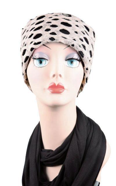 Product shot of Headband lunar landing with silvery moon , a gray /silver/multi-tonal | Handmade by Pandemonium Millinery Seattle, WA USA