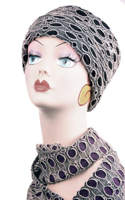 Product shot of Headband lunar landing with abyss , a gray /silver/black | Handmade by Pandemonium Millinery Seattle, WA USA