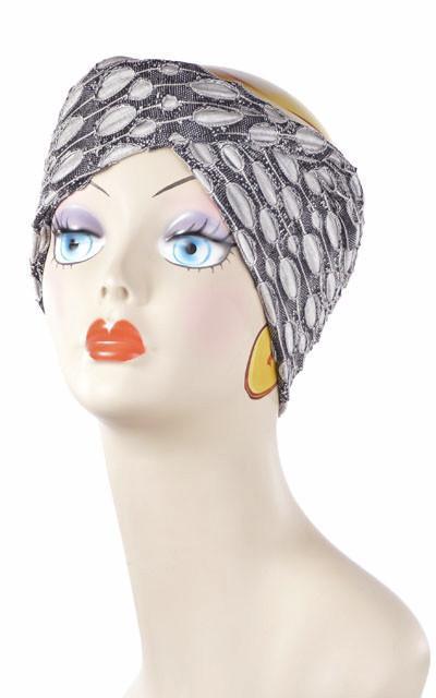 Product shot of Headband lunar landing with Silvery Moon | Handmade by Pandemonium Millinery Seattle, WA USA