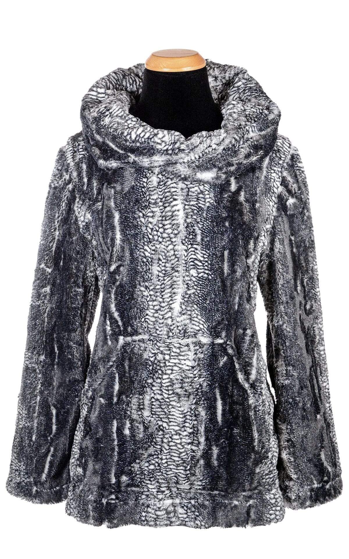 Pandemonium Millinery Hooded Lounger - Luxury Faux Fur in Black Mamba Outerwear