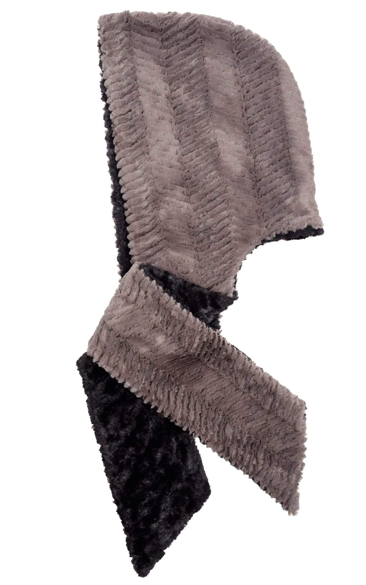 Hoody Scarf - Chevron Faux Fur with Cuddly Fur Black (Limited Availability)