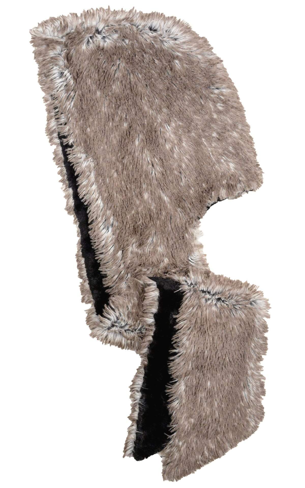 Pandemonium Millinery Hoody Scarf - Fox Faux Fur with Cuddly Fur Arctic Fox / Black Scarves