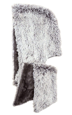 Pandemonium Millinery Hoody Scarf - Chevron Faux Fur with Cuddly Fur Black (Limited Availability) Chevron Gray / Black