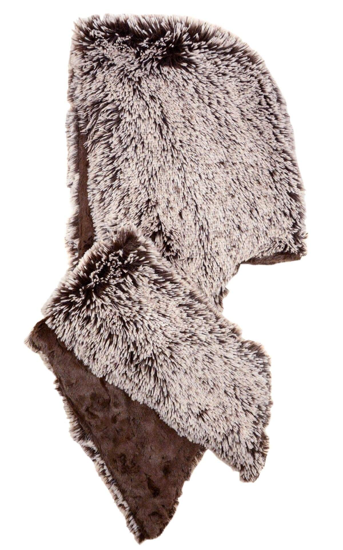 Pandemonium Millinery Hoody Scarf - Fox Faux Fur with Cuddly Fur Silver Tipped Fox Brown / Chocolate Scarves