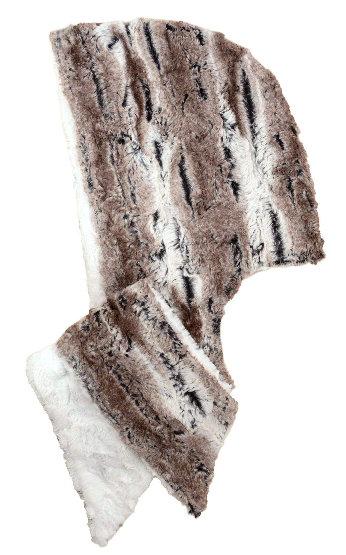 Hoody Scarf | Birch Luxury Faux Fur lined Gray | Handmade in Seattle WA | Pandemonium Millinery