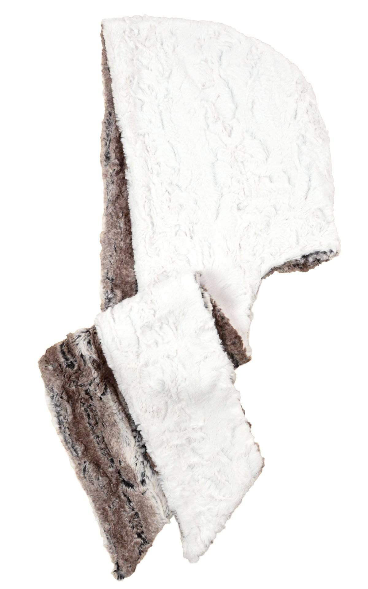 Hoody Scarf | Birch Luxury Faux Fur lined Gray | Handmade in Seattle WA | Pandemonium Millinery