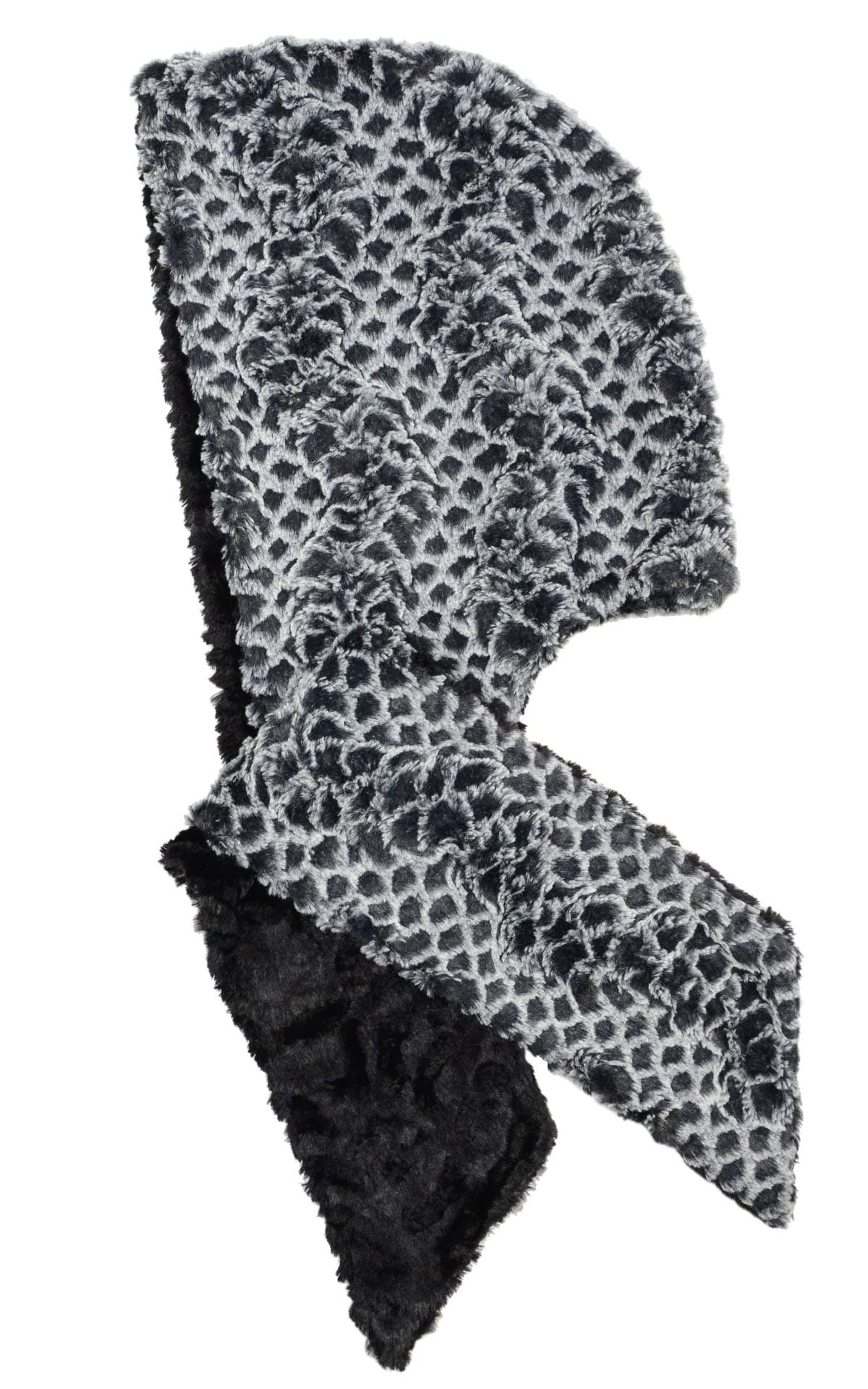 Hoody Scarf - Luxury Faux Fur in Snow Owl with Cuddly Fur in Black - Sold Out!