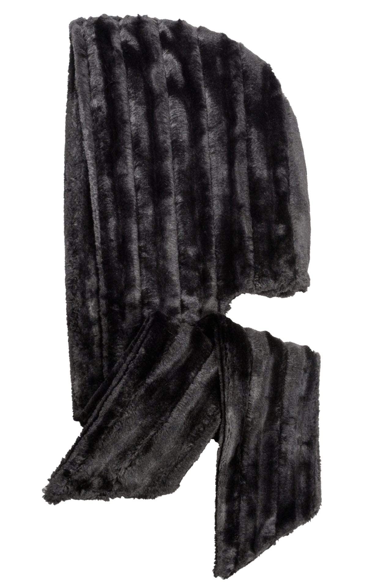 Women’s Scarf with hood | Minky Black Faux Fur | Handmade in Seattle WA | Pandemonium Millinery