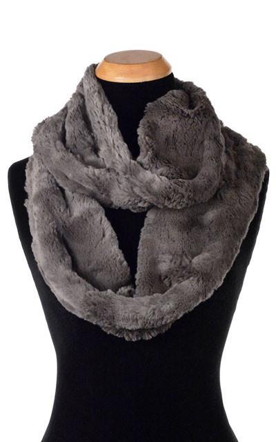 Infinity Scarf in Cuddly Faux Fur in Gray by Pandemonium Seattle