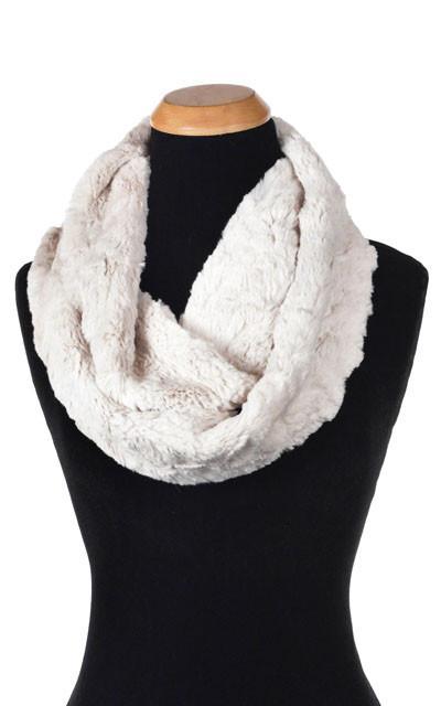 Infinity Scarf in Cuddly Faux Fur in Sand by Pandemonium Seattle