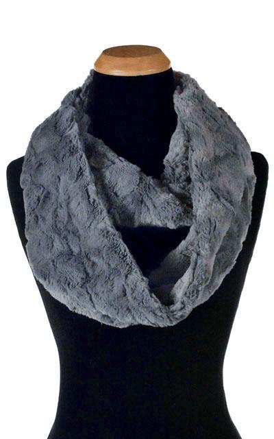 Infinity Scarf in Cuddly Faux Fur in Slate by Pandemonium Seattle