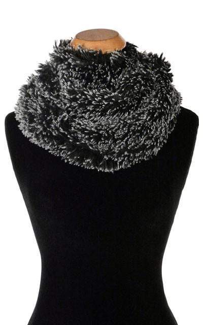 Pandemonium Millinery Infinity Scarf - Fox Faux Fur Silver Tipped Fox Black Scarves