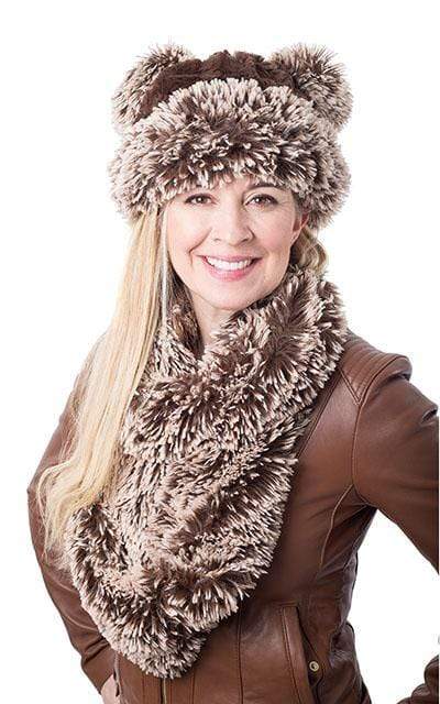 Pandemonium Millinery Infinity Scarf - Fox Faux Fur Silver Tipped Fox in Brown Scarves