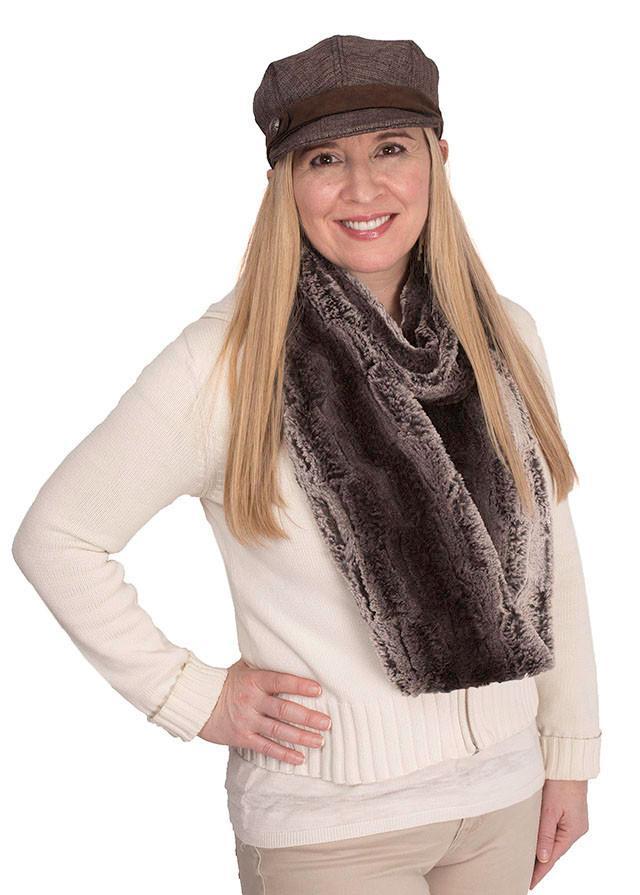 Infinity Scarf | Chinchilla Brown Faux Fur | handmade in Seattle, WA by Pandemonium Millinery USA
