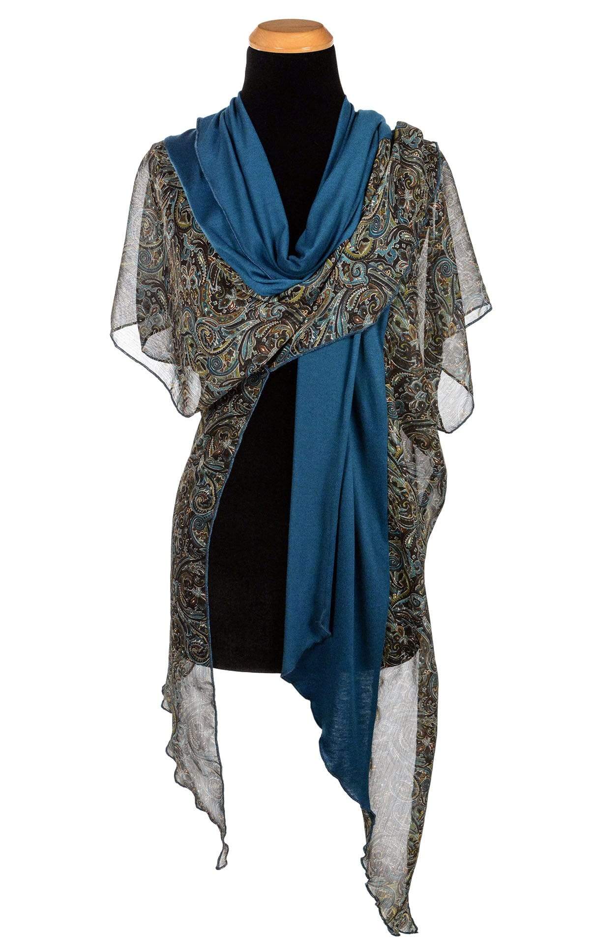 Pandemonium Millinery Kaftan - Peacock Paisley with Blue Moon Jersey Knit Peacock Paisley W/ Blue Moon Apparel