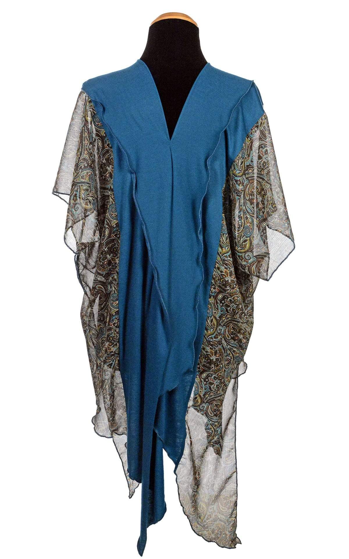 Pandemonium Millinery Kaftan - Peacock Paisley with Blue Moon Jersey Knit Peacock Paisley W/ Blue Moon Apparel