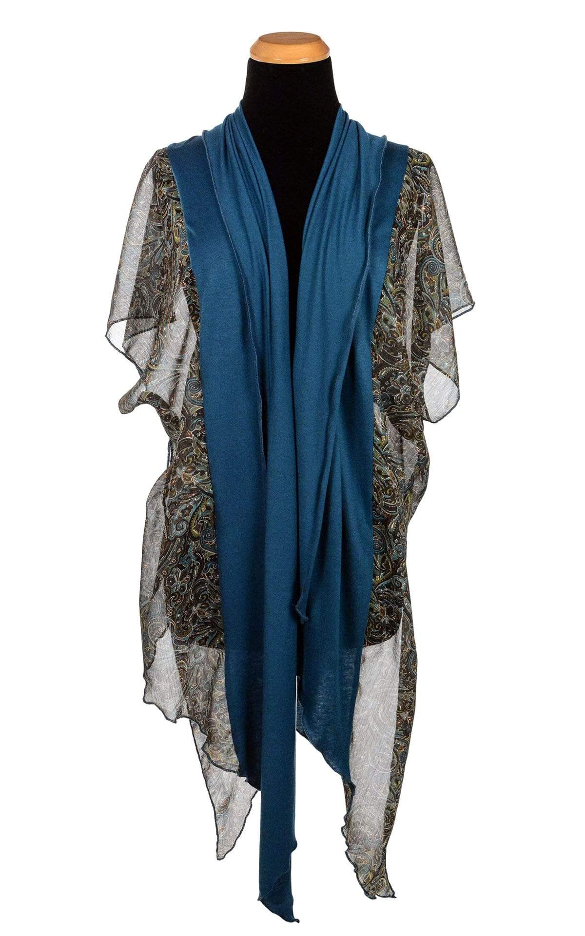 Pandemonium Millinery Kaftan - Peacock Paisley with Blue Moon Jersey Knit Peacock Paisley W/ Blue Moon Apparel