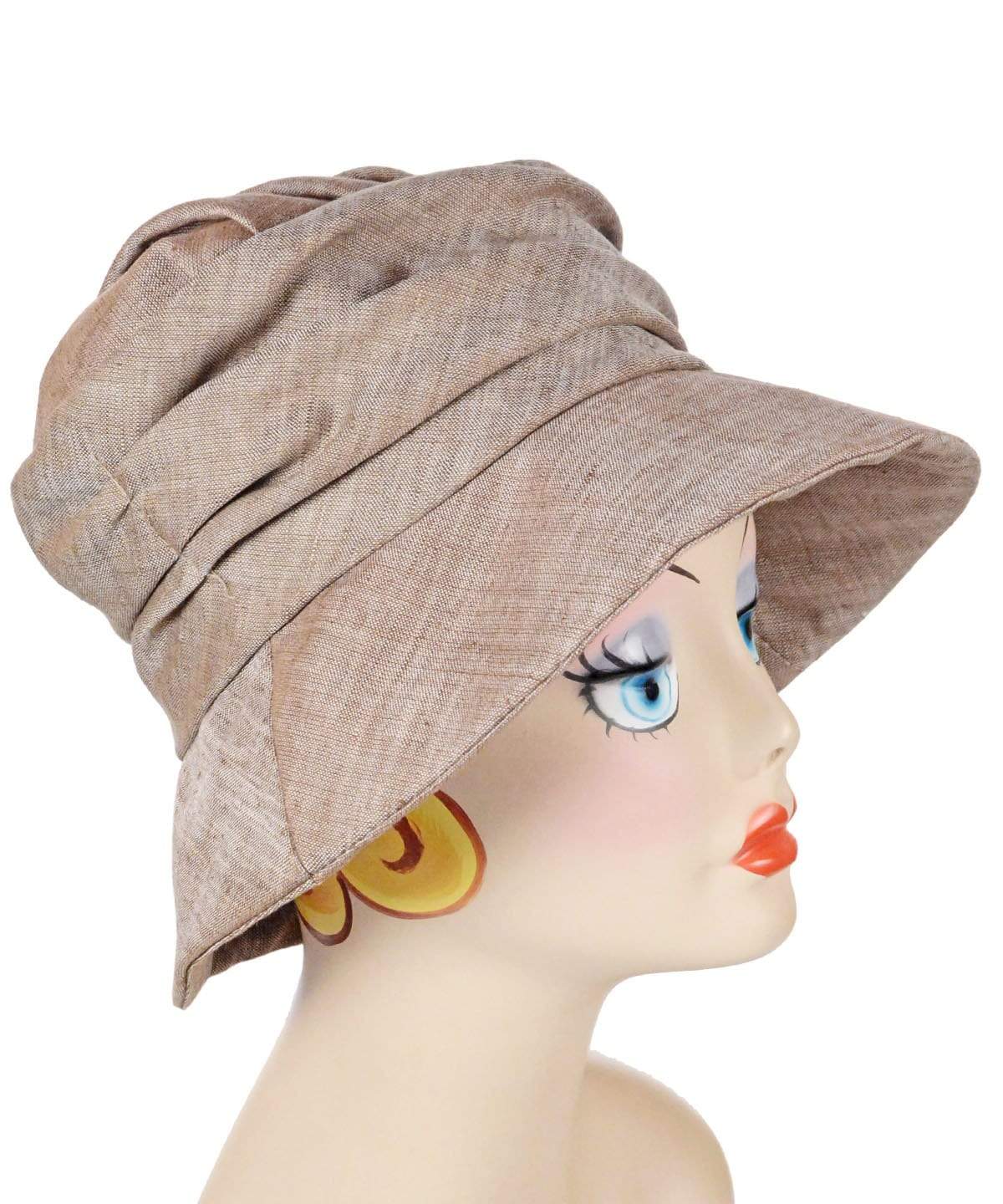Krystyne Bucket Hat in Coral Linen Handmade in Seattle WA by Pandemonium Millinery USA
