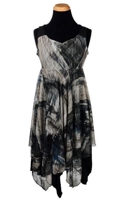 Lilium Dress, Reversible - Lovely Lace in Blue with Abyss Jersey Knit (Only One Small Left)