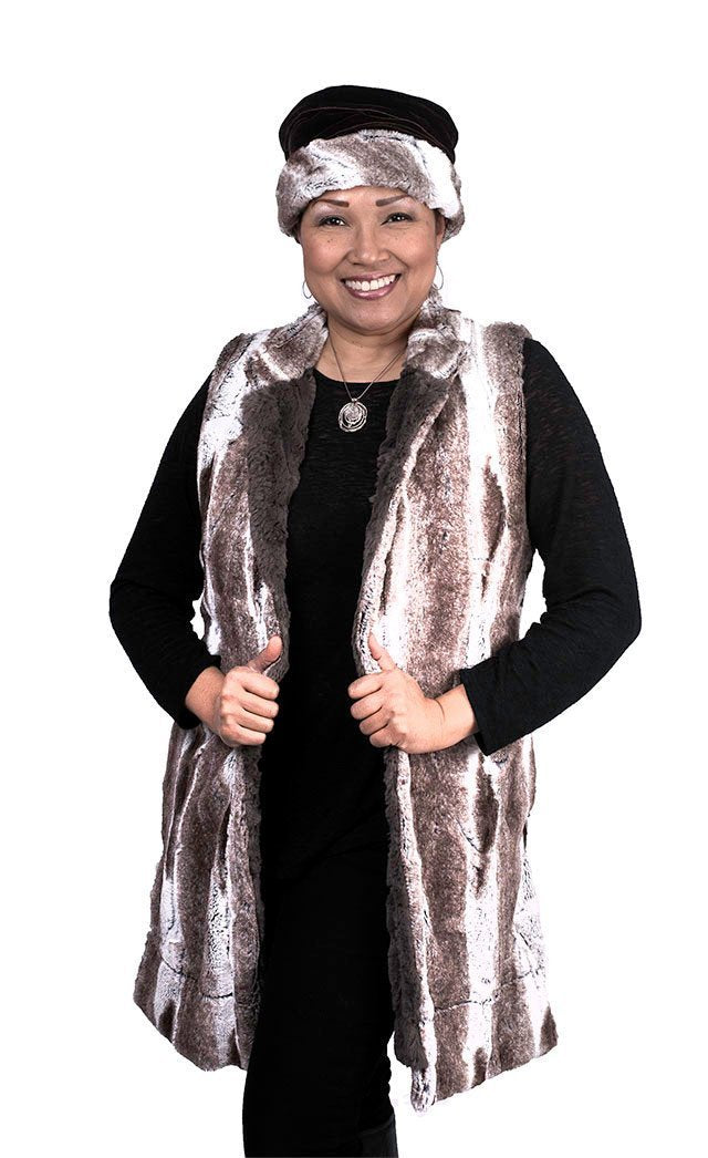 Mandarin Vest - Luxury Faux Fur in Birch with Assorted Faux Fur