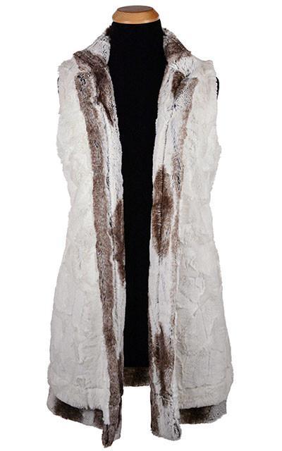 Mandarin Vest Long Reversed | Birch Brown and Ivory Faux Fur and Cuddly Ivory Faux Fur | Handmade in Seattle WA | Pandemonium Millinery