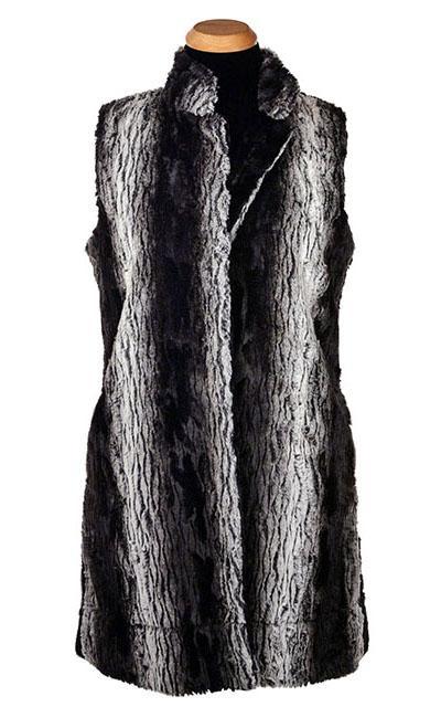 Mandarin Vest - Luxury Faux Fur in Smouldering Sequoia with Cuddly Fur in Black