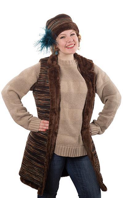 Mandarin Vest - Sweet Stripes with Assorted Faux Fur  - Only Smalls Left!