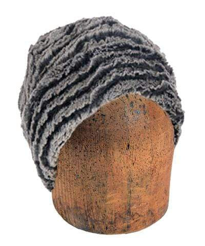Men&#39;s Beanie Hat in Desert Sand Faux Fur in Charcoal | Handmade in Seattle WA | Pandemonium Millinery