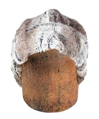 Men's Beanie Hat | Birch Brown, Ivory Faux Fur Reversed to Cuddly Ivory | Handmade in the USA by Pandemonium Seattle