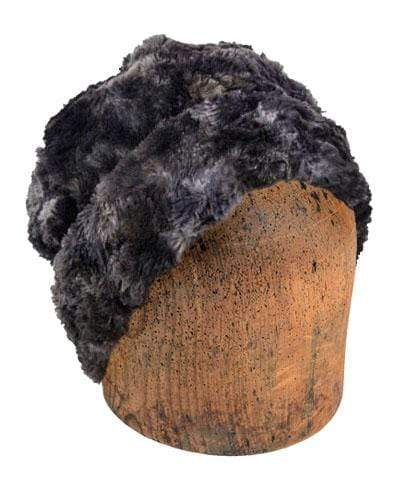 Men's Beanie Hat | Higland in Sky Denim and Gray Faux Fur | Handmade in the USA by Pandemonium Seattle
