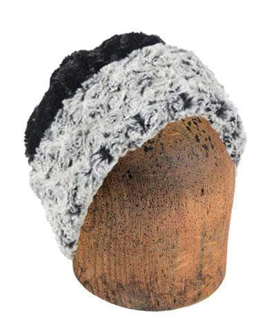 Men&#39;s Beanie Hat in Rosebud Faux Fur in Black Reversed | Handmade in Seattle WA | Pandemonium Millinery