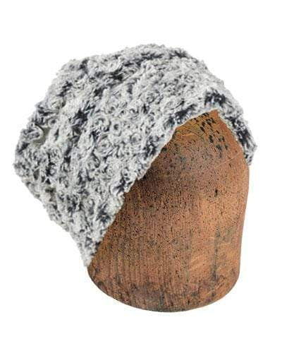 Men's Beanie Hat in Rosebud Faux Fur in Black Reversed | Handmade in Seattle WA | Pandemonium Millinery