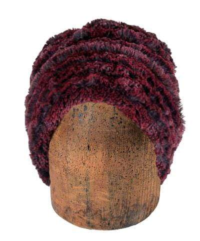 Men's Cuffed Pillbox Reversible | Desert Sand in Crimson with Cuddly Black Faux Fur | Handmade in Seattle WA | By Pandemonium Seattle 