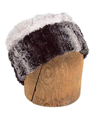 Men&#39;s Cuffed Pillbox, Reversible (Solid or Two-Tone) - Luxury Faux Fur in Chinchilla Brown - Sold Out!
