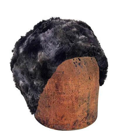  Men's Cuffed Pillbox, Solid  | Highland Skye Denim and Gray Faux Fur  | By Pandemonium Seattle | Handmade in Seattle WA