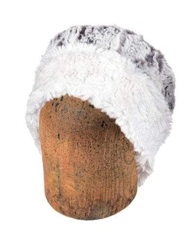 Men's  2-tone Cuffed Pillbox | Luxury Faux Fur in Khaki and Cuddly Ivory Faux Fur| Handmade in Seattle WA by Pandemonium Millinery USA
