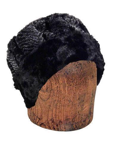 Men&#39;s Cuffed Pillbox, Reversible (Solid or Two-Tone) - Luxury Faux Fur in Nightshade  - Sold Out!