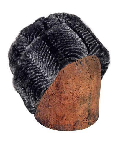 Men&#39;s Cuffed Pillbox, Reversible (Solid or Two-Tone) - Luxury Faux Fur in Nightshade  - Sold Out!