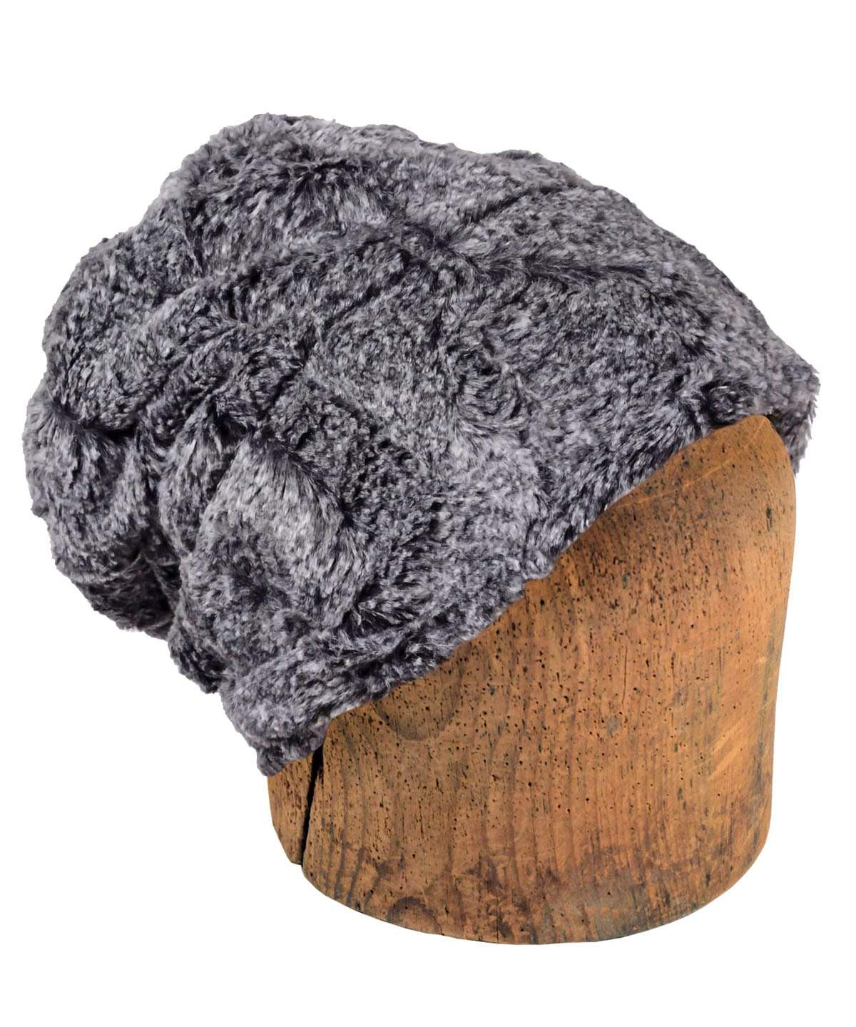 Men&#39;s Cuffed Pillbox, Reversible (Solid or Two-Tone) - Luxury Faux Fur in Nimbus