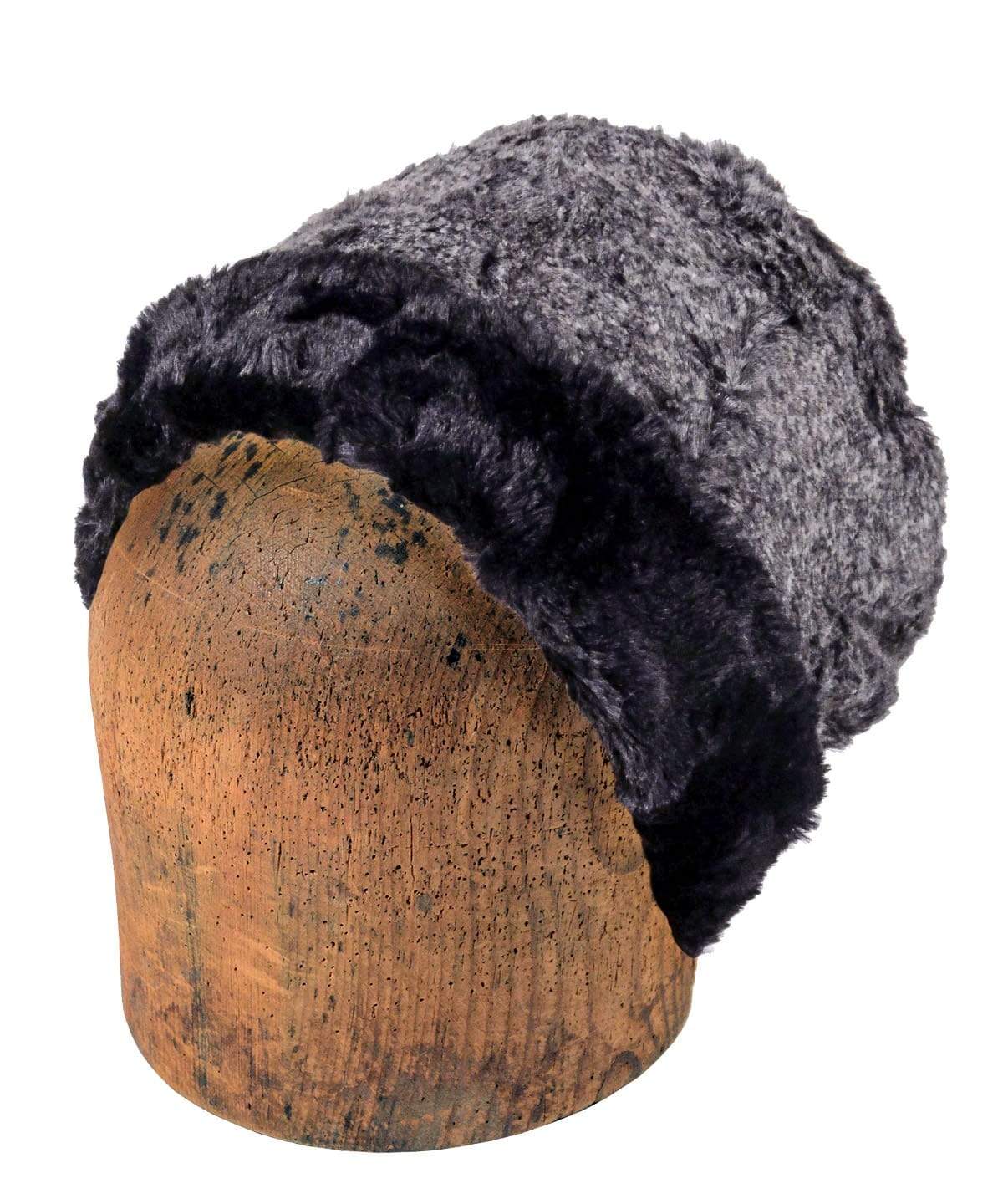 Men's Cuffed Pillbox | Nimbus Faux Fur with Cuddly Black | Handmade in Seattle, WA by Pandemonium Millinery USA