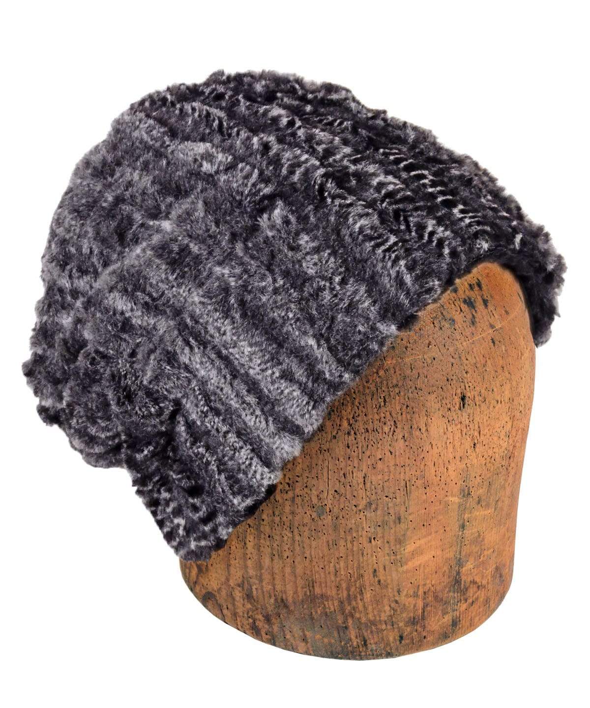 Men's Cuffed Pillbox | Rattle N Shake Luxury Faux Fur, solid | Handmade in Seattle, WA by Pandemonium Millinery USA