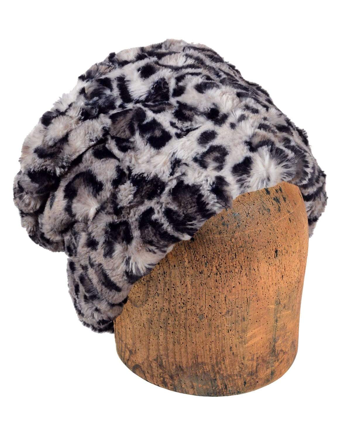 Men's Cuffed Pillbox, Solid | Savannah Cat in Gray and  Black Animal Print Faux Fur | By Pandemonium Seattle | Handmade in Seattle WA |