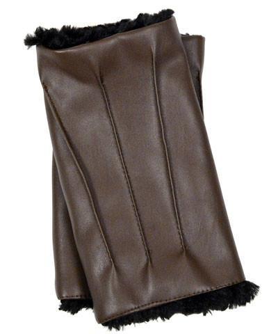 Men&#39;s Fingerless Gloves | Vegan Leather in Chocolate | Handmade by Pandemonium Millinery Seattle, WA USA