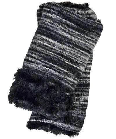 Men's Fingerless Gloves | Sweet Stripes in Blackberry Cobbler lined Cuddly Black | Handmade by Pandemonium Millinery Seattle, WA USA