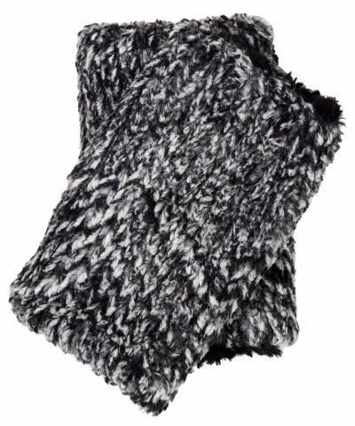Men's Fingerless Gloves | Cozy Cable Faux Fur in Ash | Handmade by Pandemonium Millinery Seattle, WA USA